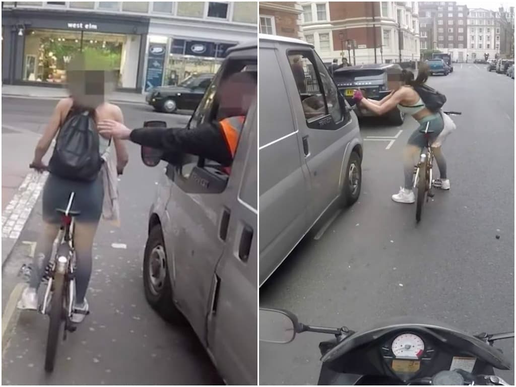 Ciclista destrói retrovisor após ser assediada por homens em van